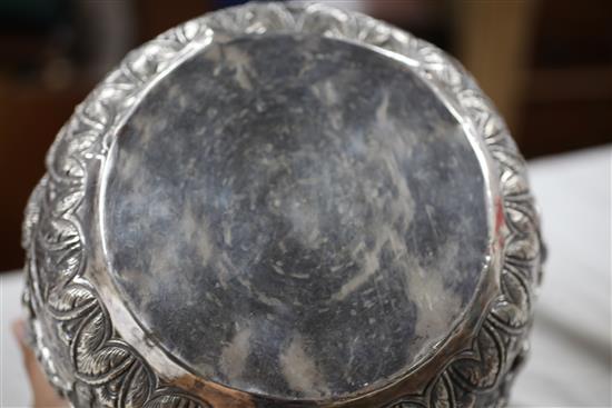 A late 19th/early 20th century Burmese silver jardinere, gross 43 oz.